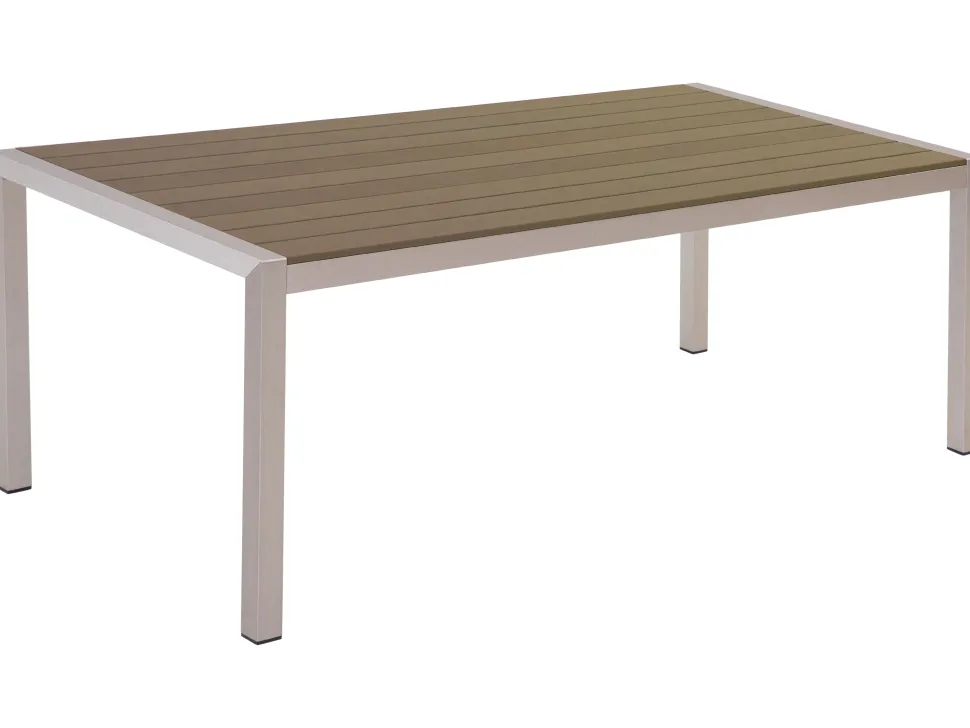 Beliani Puutarhapoyta Alumiini Vaalea Puu 180 X 90 Cm Vernio Discount