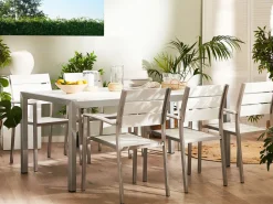 Beliani Puutarhapoyta Alumiini Valkoinen 180 X 90 Cm Vernio Outlet