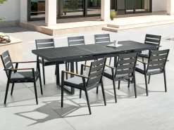 Beliani Puutarhapoyta Jatkettava Alumiini Musta 180/240 X 90 Cm Valcanetto Hot