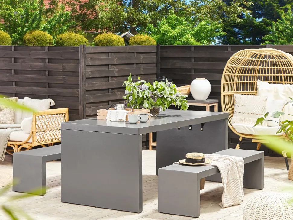 Beliani Puutarhapoyta Kuitusementti U-Muoto Harmaa 180 X 90 Cm Taranto Cheap