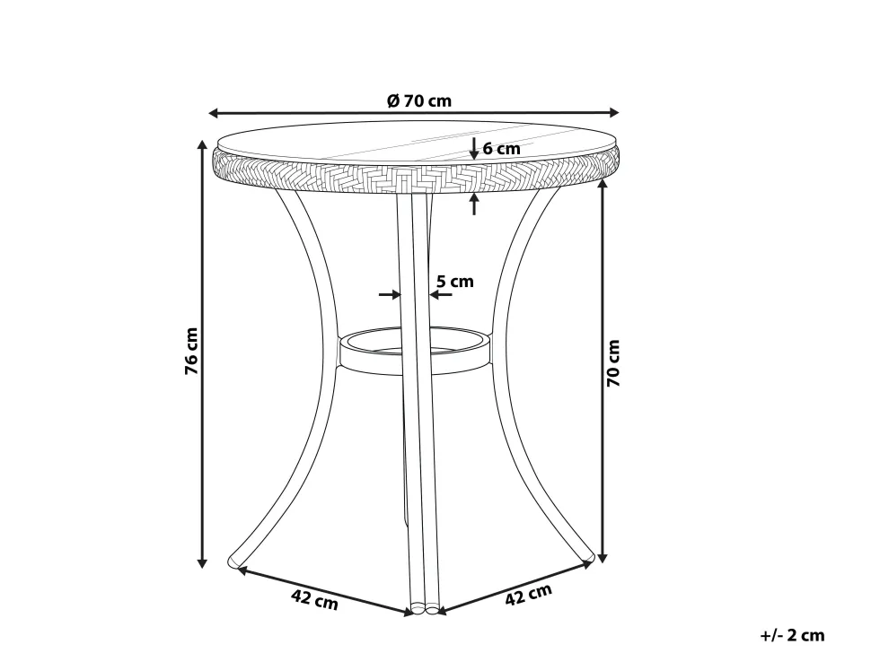Beliani Puutarhapoyta O 70 Cm Mustavalkoinen Rifreddo Online
