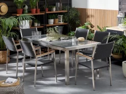 Beliani Puutarhapoyta 3-Osainen Graniittitaso Harmaa 180 X 90 Cm Grosseto Shop