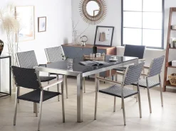 Beliani Puutarhapoyta 3-Osainen Graniittitaso Harmaa 180 X 90 Cm Grosseto Shop