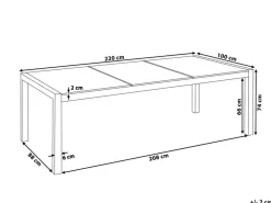 Beliani Puutarhapoyta 3-Osainen Lasitaso Kirkas 220 X 100 Cm Grosseto Cheap