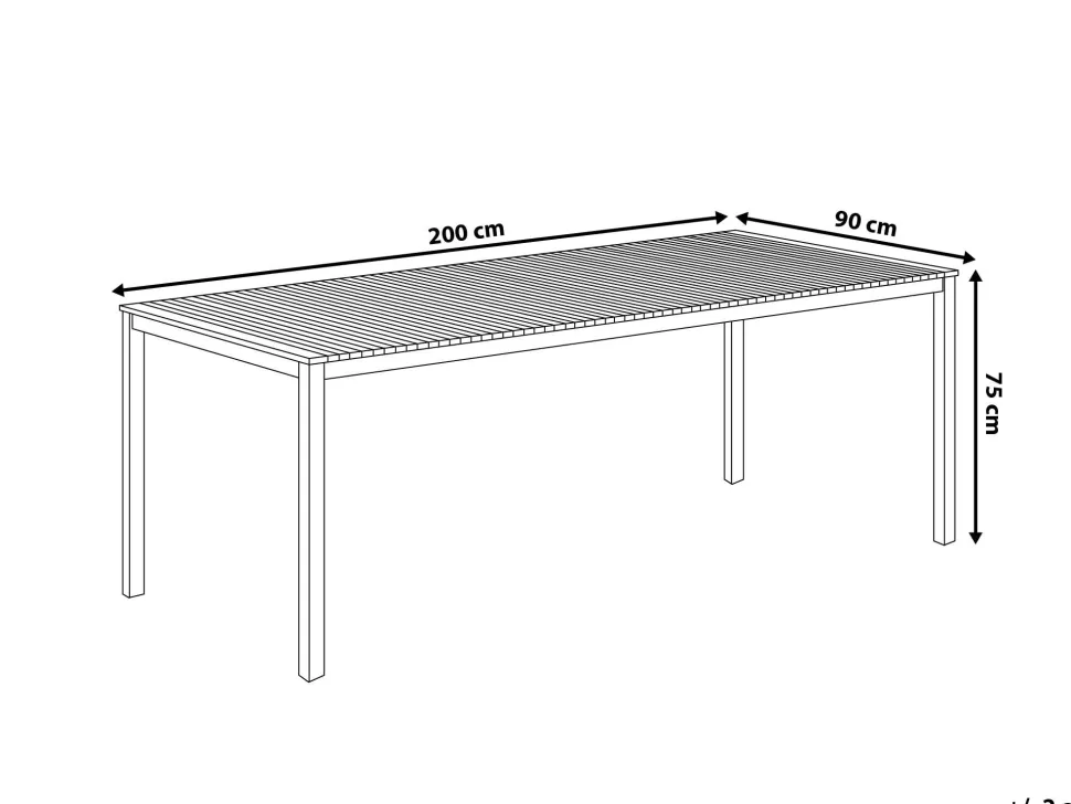 Beliani Puutarhapoyta Tiikki Vaalea Puu 200 X 90 Cm Viareggio Store