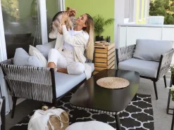 Beliani Puutarhapoytaryhma Harmaa/Musta Preveza Discount