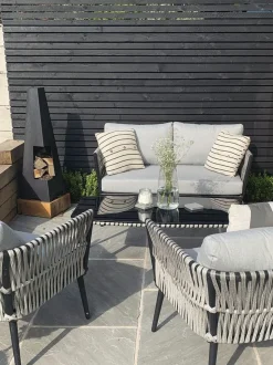 Beliani Puutarhapoytaryhma Harmaa/Musta Preveza Discount