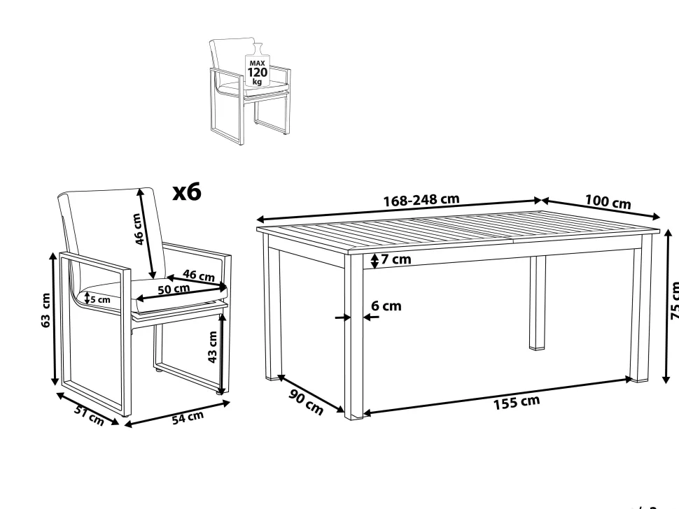 Beliani Puutarhapoytaryhma Jatkettava Poyta Ja 6 Tuolia Pancole Online