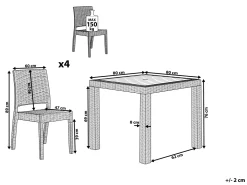 Beliani Puutarhapoytaryhma Vaaleanharmaa 4 Tuolia Fossano Cheap