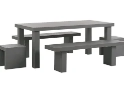 Beliani Puutarhasetti Betoni 2 Penkkia 2 Jakkaraa Taranto Clearance