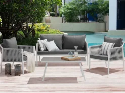 Beliani Puutarhasohvaryhma Harmaa Latina New