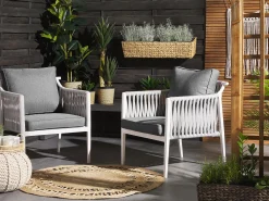 Beliani Puutarhasohvaryhma Harmaa Latina New