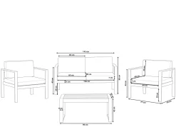 Beliani Puutarhasohvasetti Tummanharmaa Salerno Discount