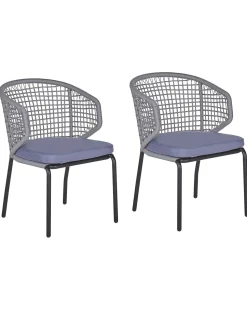 Beliani Puutarhatuoli 2 Kpl Harmaa Palmi Fashion