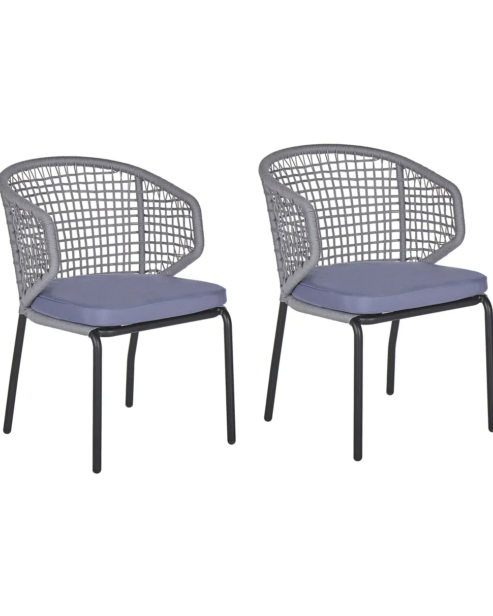 Beliani Puutarhatuoli 2 Kpl Harmaa Palmi Fashion