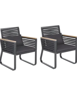 Beliani Puutarhatuoli 2 Kpl Metallinen Musta Canetto Outlet