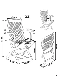Beliani Puutarhatuoli 2 Kpl Puinen Maui Outlet