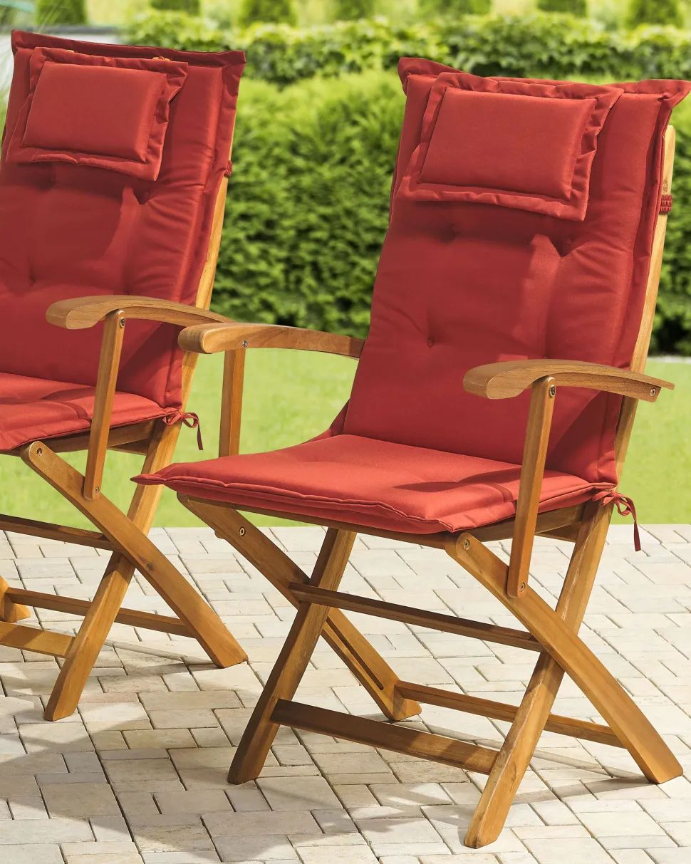 Beliani Puutarhatuoli 2 Kpl Punainen Paallinen Maui Best