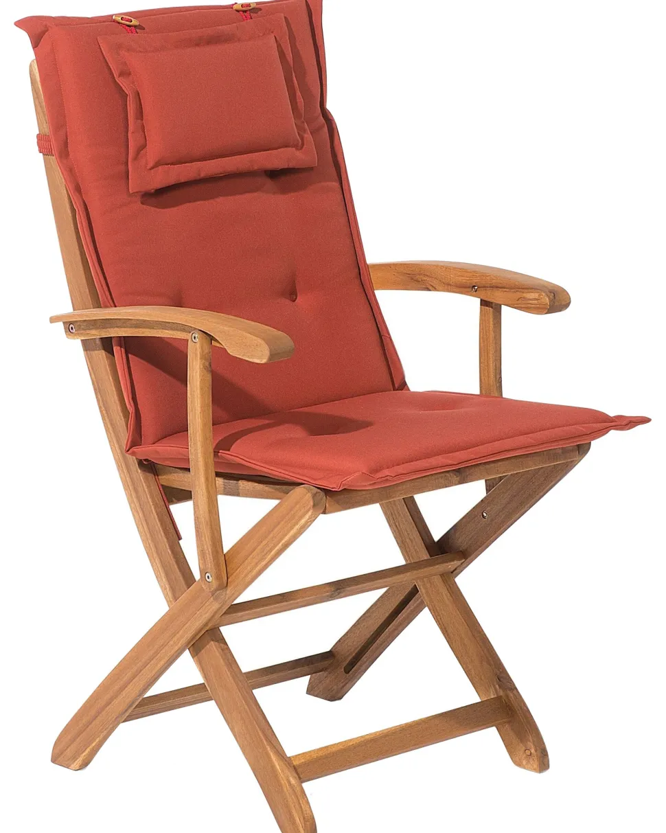 Beliani Puutarhatuoli 2 Kpl Punainen Paallinen Maui Best