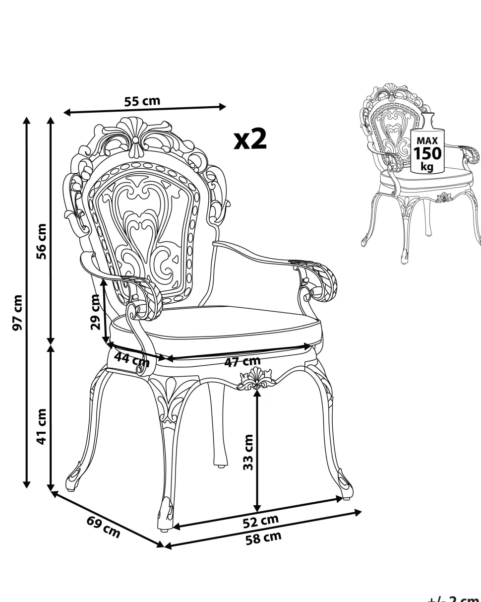 Beliani Puutarhatuoli 2 Kpl Ruskea Sapri Outlet