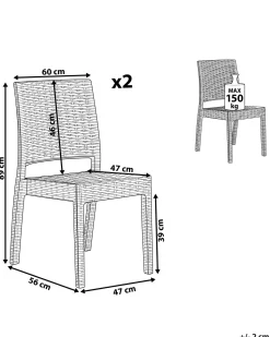 Beliani Puutarhatuoli 2 Kpl Valkoinen Fossano Cheap