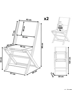 Beliani Puutarhatuoli Akaasia Vaalea Puu 2 Kpl Cesana Best