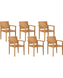 Beliani Puutarhatuoli Akaasia Vaalea Puu 6 Kpl Baratti Best