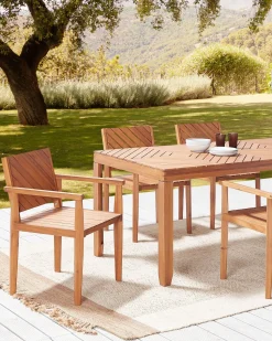 Beliani Puutarhatuoli Akaasia Vaalea Puu 6 Kpl Baratti Best