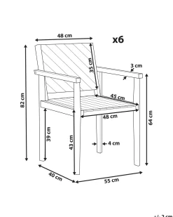 Beliani Puutarhatuoli Akaasia Vaalea Puu 6 Kpl Baratti Best