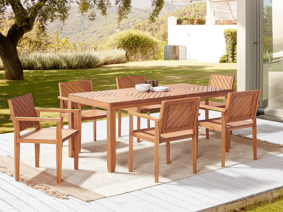 Beliani Puutarhatuoli Akaasia Vaalea Puu Baratti Store