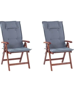 Beliani Puutarhatuoli Akasiapuu Tumma Puu/Sininen 2 Kpl Toscana Shop