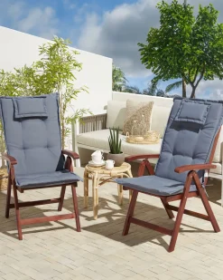 Beliani Puutarhatuoli Akasiapuu Tumma Puu/Sininen 2 Kpl Toscana Shop