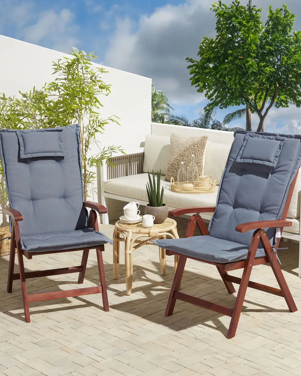 Beliani Puutarhatuoli Akasiapuu Tumma Puu/Sininen 2 Kpl Toscana Shop