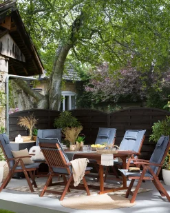 Beliani Puutarhatuoli Akasiapuu Tumma Puu/Sininen 6 Kpl Toscana Store