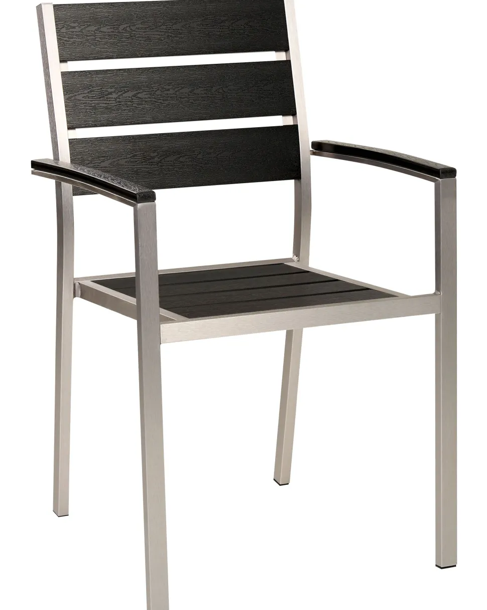 Beliani Puutarhatuoli Alumiini Musta 6 Kpl Vernio Discount