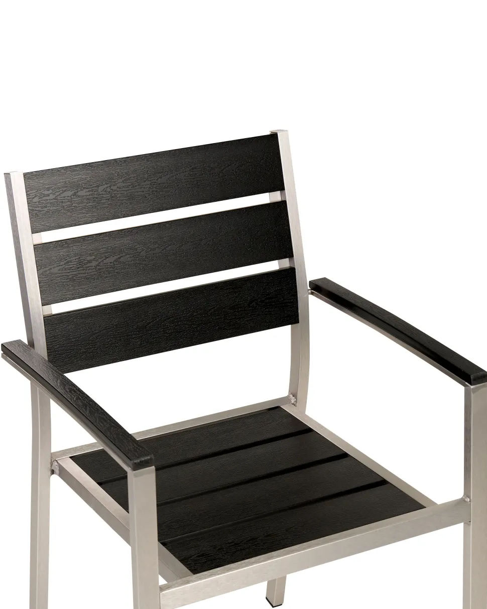 Beliani Puutarhatuoli Alumiini Musta 6 Kpl Vernio Discount