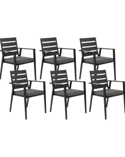 Beliani Puutarhatuoli Alumiini Musta 6 Kpl Taviano Online