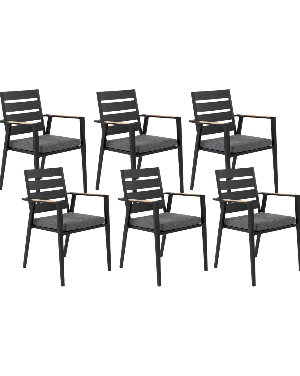 Beliani Puutarhatuoli Alumiini Musta 6 Kpl Taviano Online