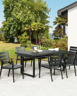 Beliani Puutarhatuoli Alumiini Musta 6 Kpl Taviano Online