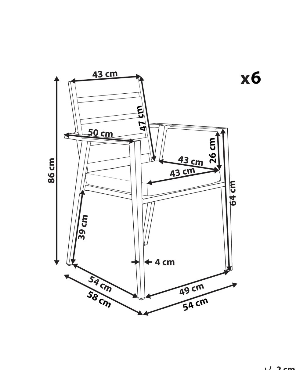 Beliani Puutarhatuoli Alumiini Musta 6 Kpl Taviano Online
