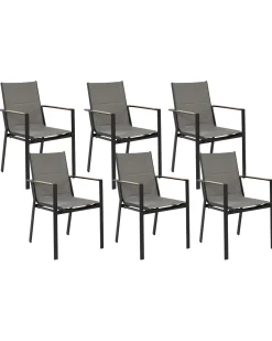 Beliani Puutarhatuoli Alumiini Musta 6 Kpl Busseto Cheap