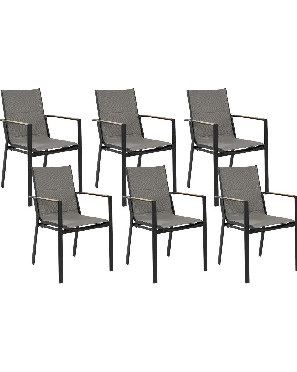 Beliani Puutarhatuoli Alumiini Musta 6 Kpl Busseto Cheap