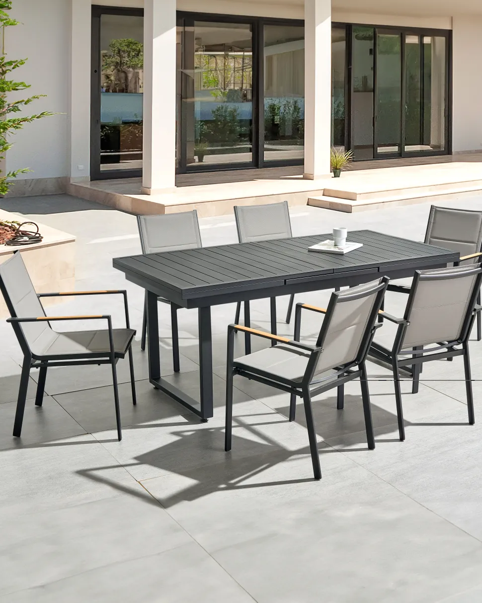 Beliani Puutarhatuoli Alumiini Musta 6 Kpl Busseto Cheap