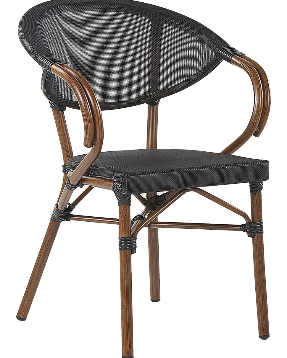 Beliani Puutarhatuoli Alumiini Tumma Puu/Musta 4 Kpl Caspri Best