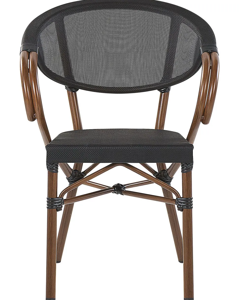 Beliani Puutarhatuoli Alumiini Tumma Puu/Musta 4 Kpl Caspri Best