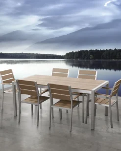 Beliani Puutarhatuoli Alumiini Vaalea Puu 6 Kpl Vernio Hot