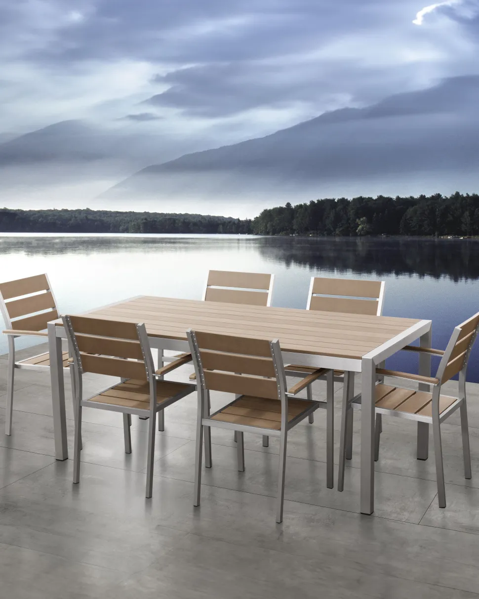 Beliani Puutarhatuoli Alumiini Vaalea Puu 6 Kpl Vernio Hot