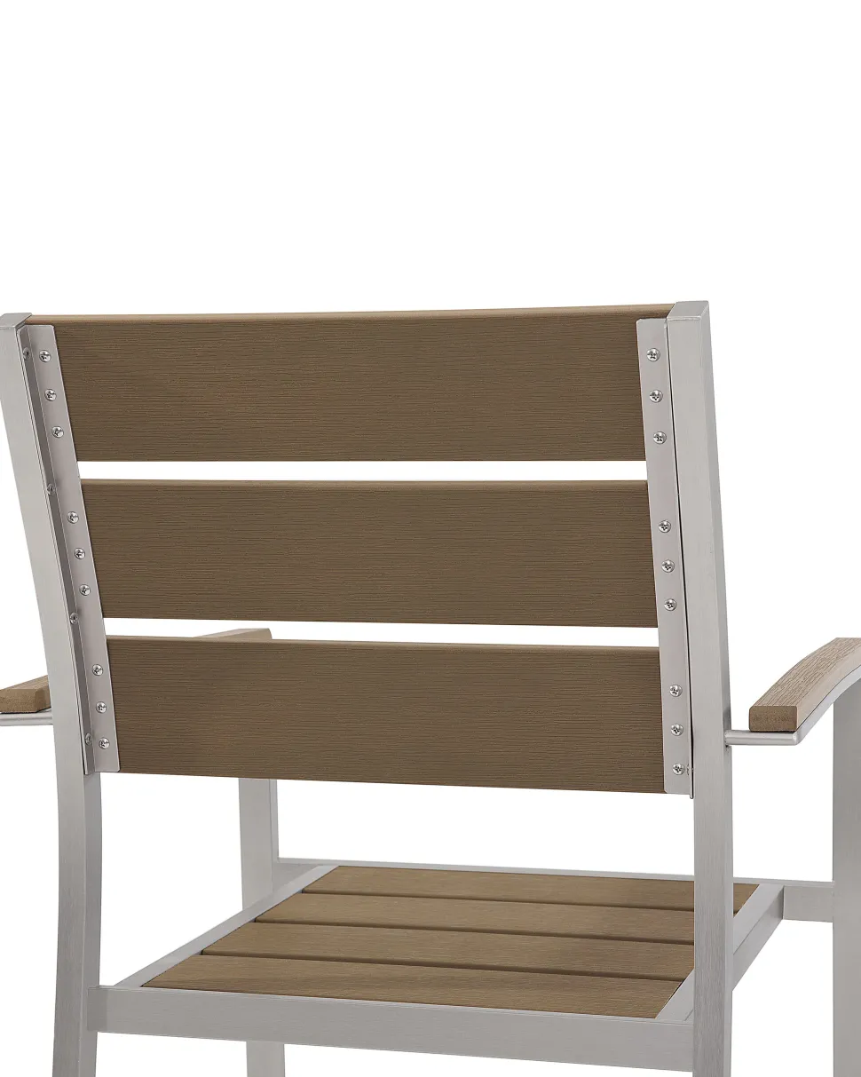 Beliani Puutarhatuoli Alumiini Vaalea Puu 6 Kpl Vernio Hot