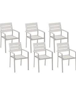 Beliani Puutarhatuoli Alumiini Valkoinen 6 Kpl Vernio Flash Sale