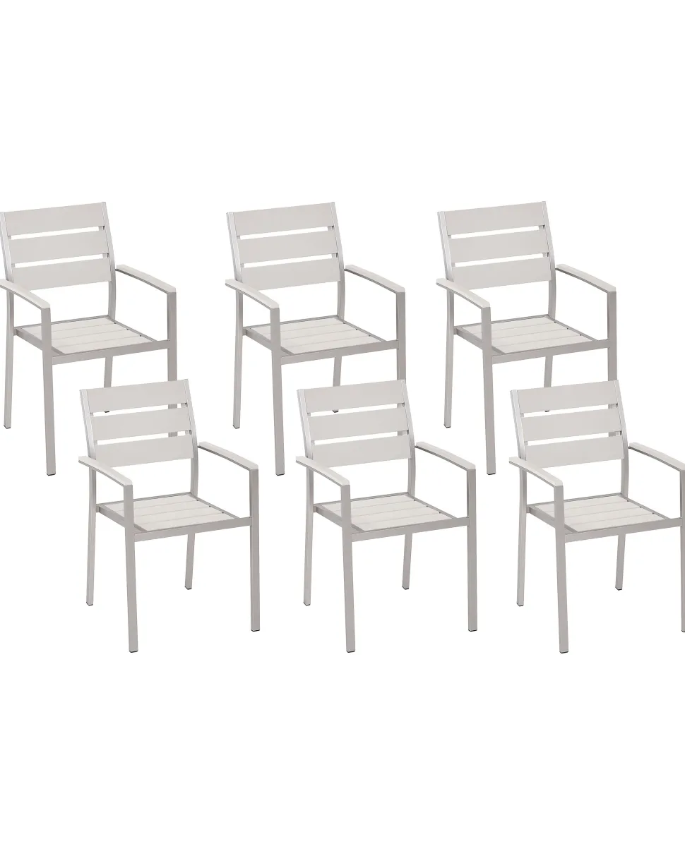 Beliani Puutarhatuoli Alumiini Valkoinen 6 Kpl Vernio Flash Sale